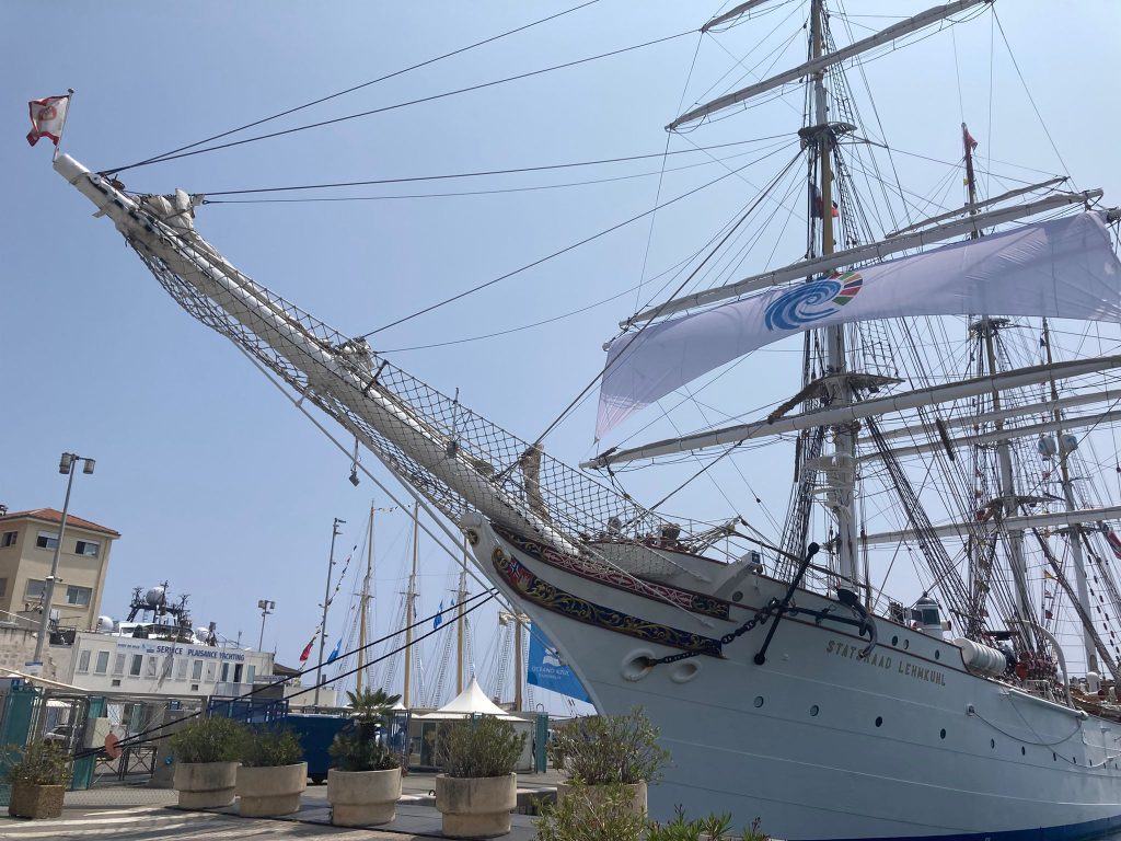 ship docked in nice for the un ocean conference